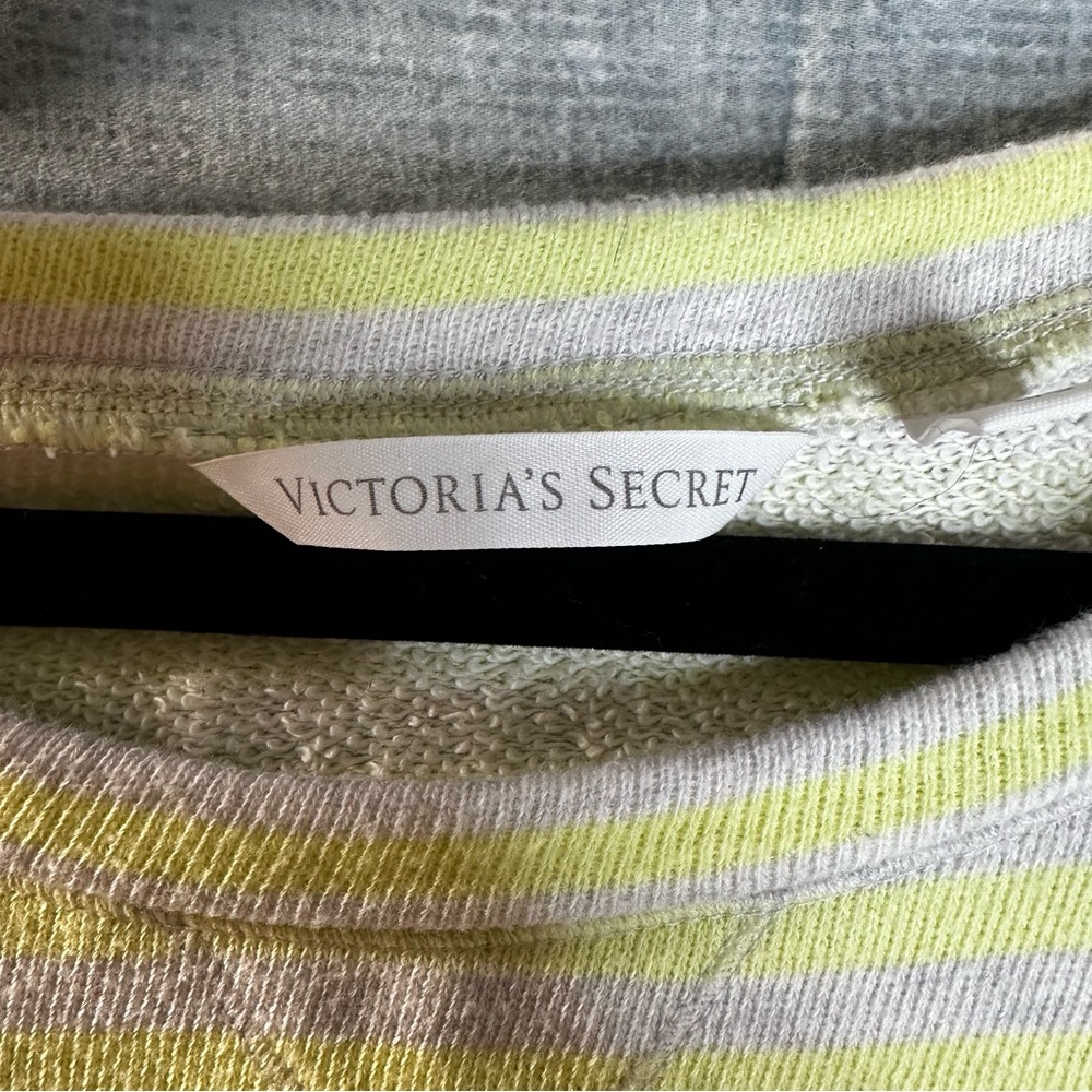 Victoria's Secret Striped Terry Knit Mini Dress Yellow Grey Drawstring Waist L - Picture 3 of 10